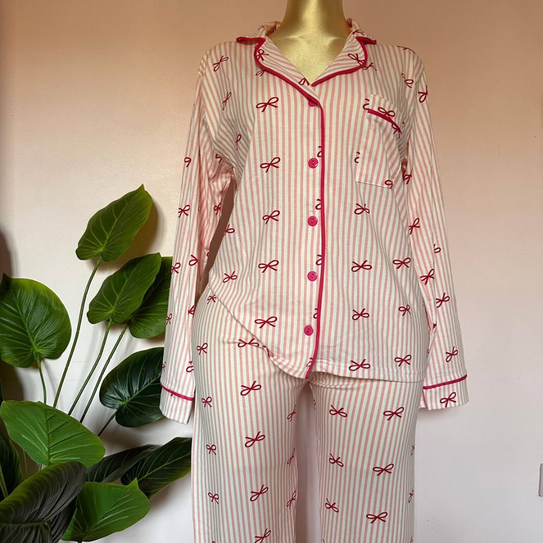 Blush Bow Lounge Pajama Set 🎀