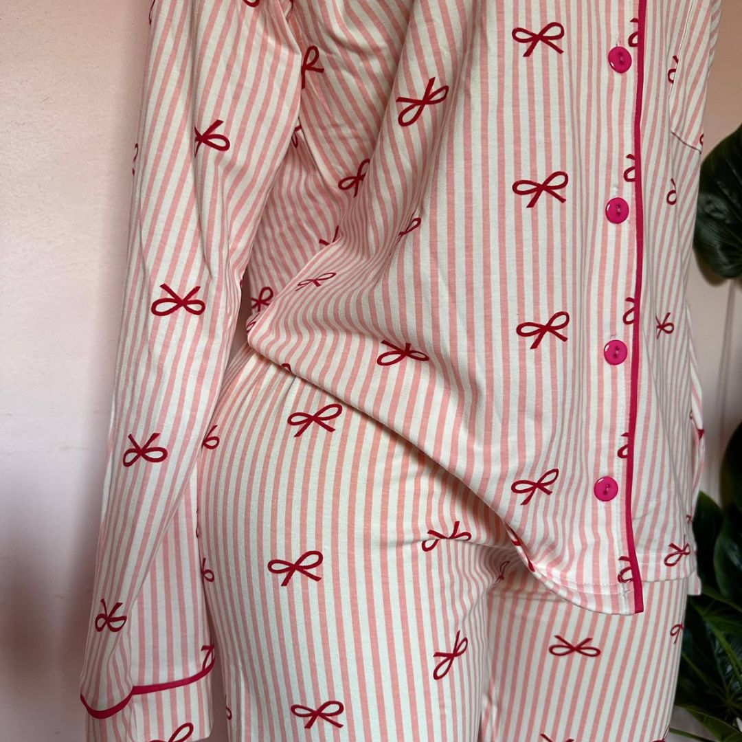 Blush Bow Lounge Pajama Set 🎀