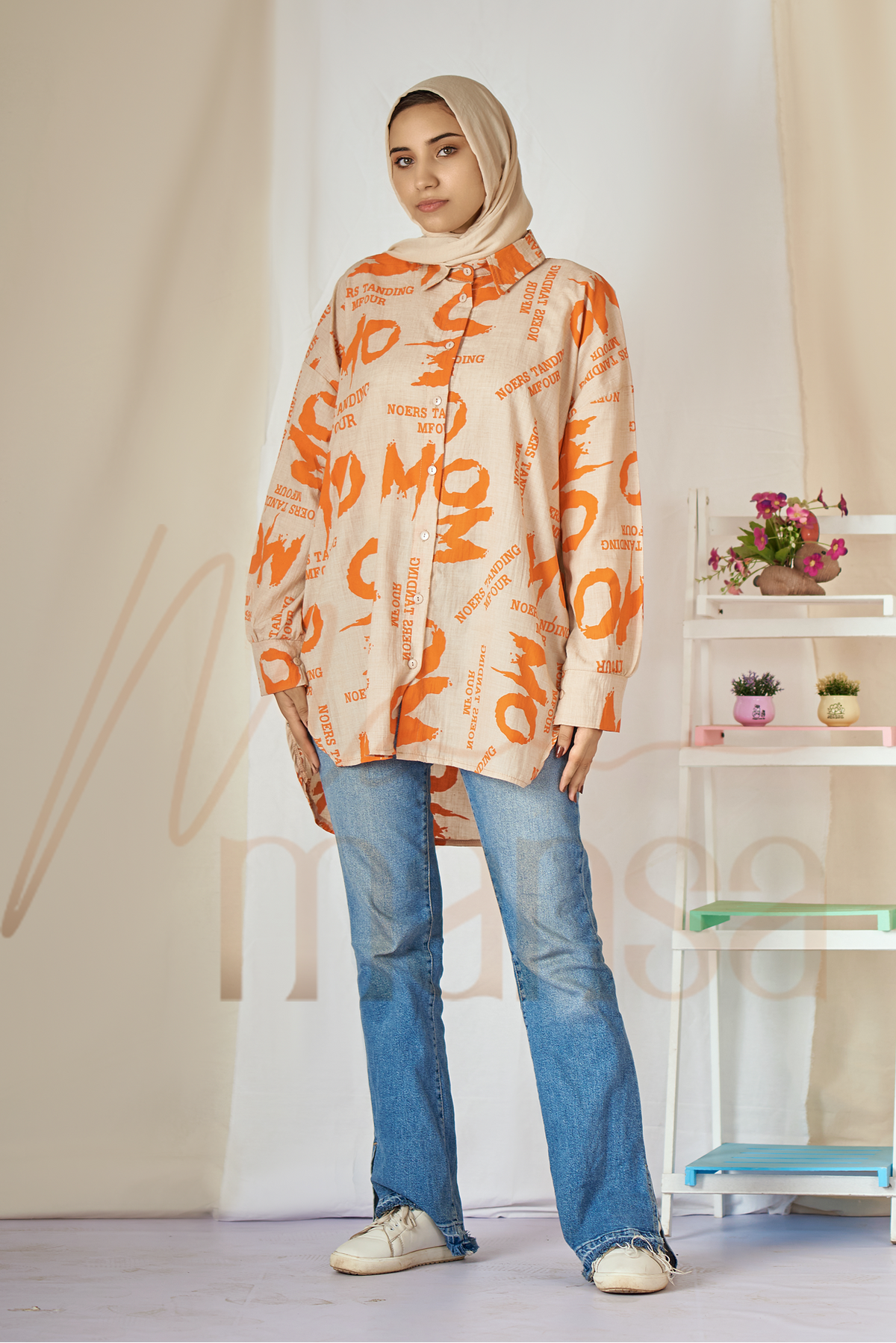 Sunset Graphic Oversized Shirt 🧡