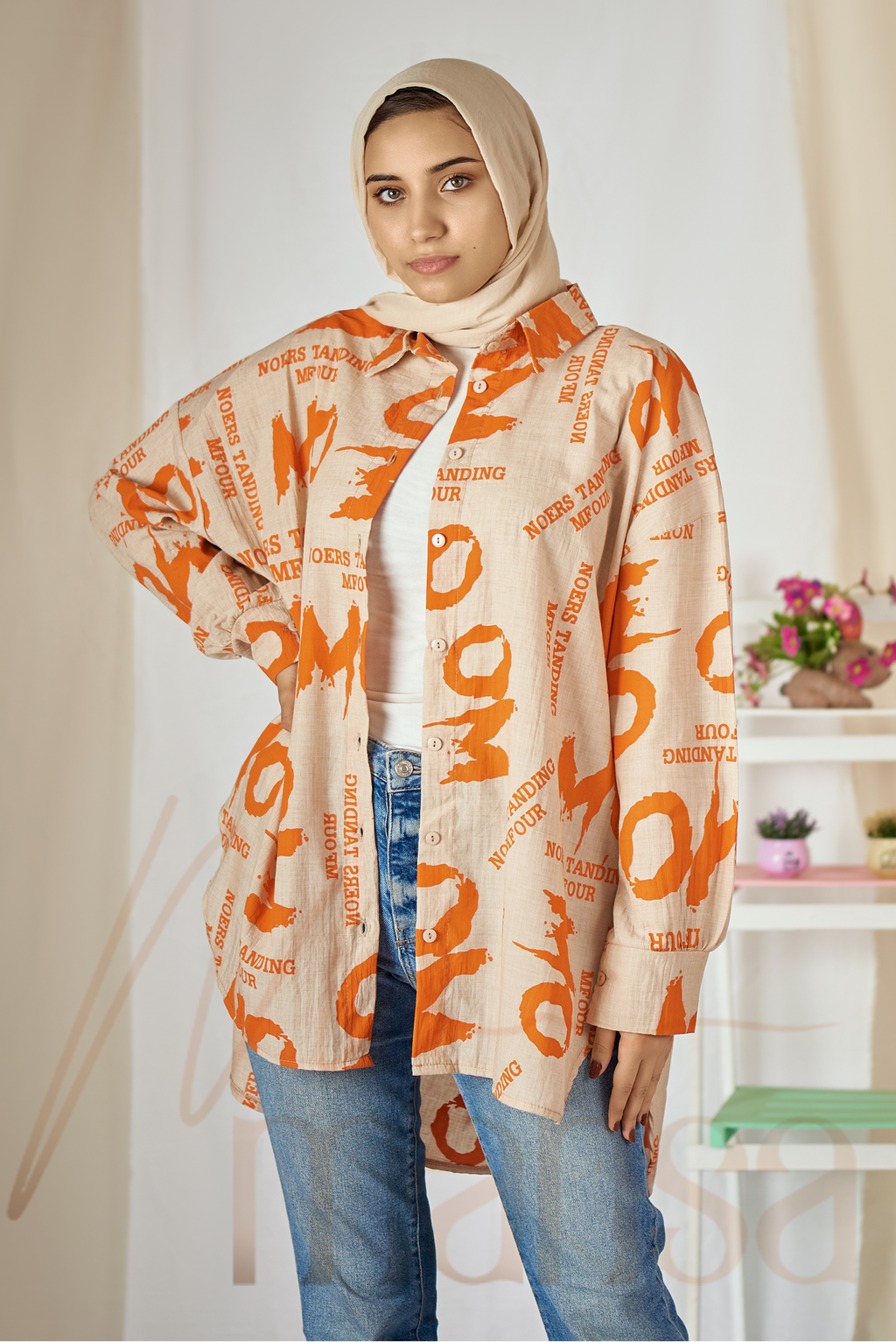 Sunset Graphic Oversized Shirt 🧡