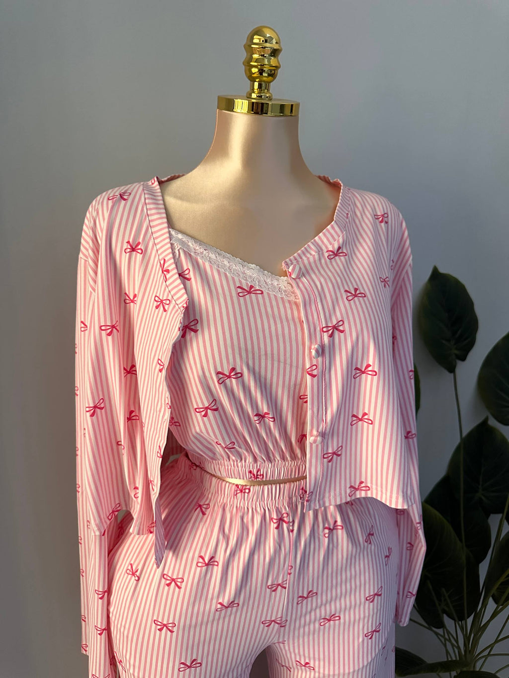 🎀 Rosy Bows 4-Piece Pajama Set