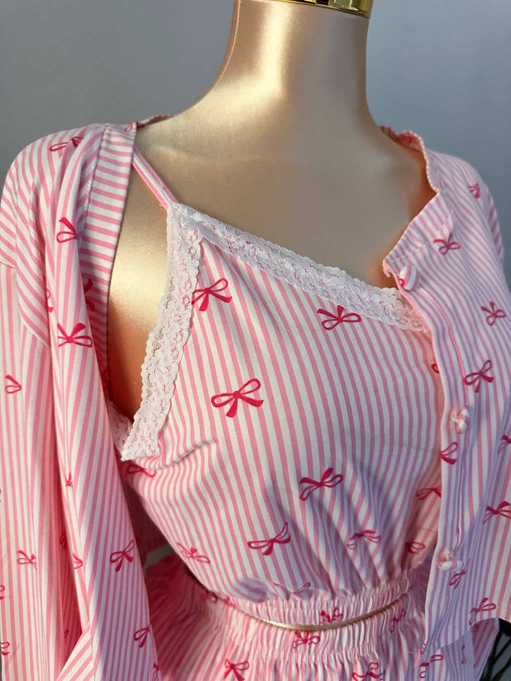🎀 Rosy Bows 4-Piece Pajama Set