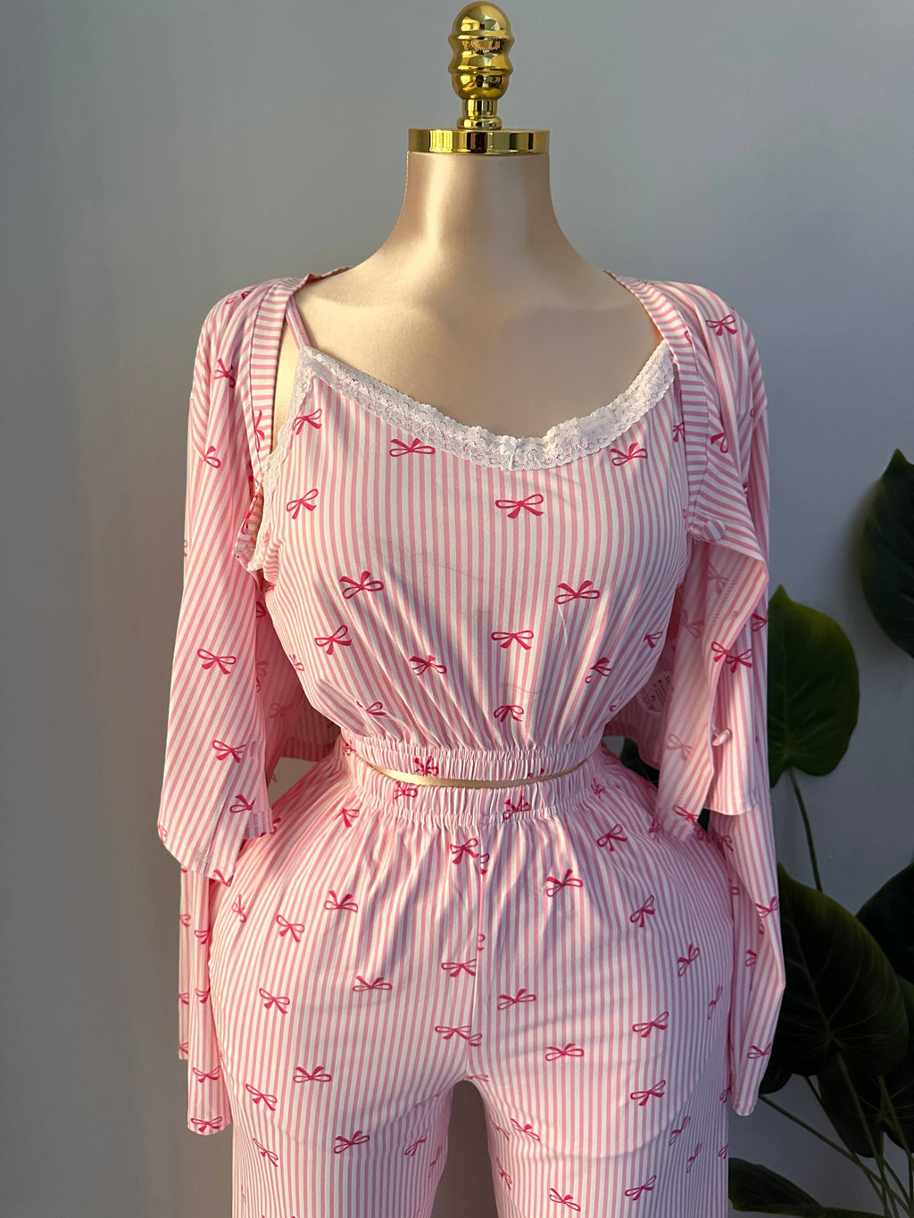 🎀 Rosy Bows 4-Piece Pajama Set