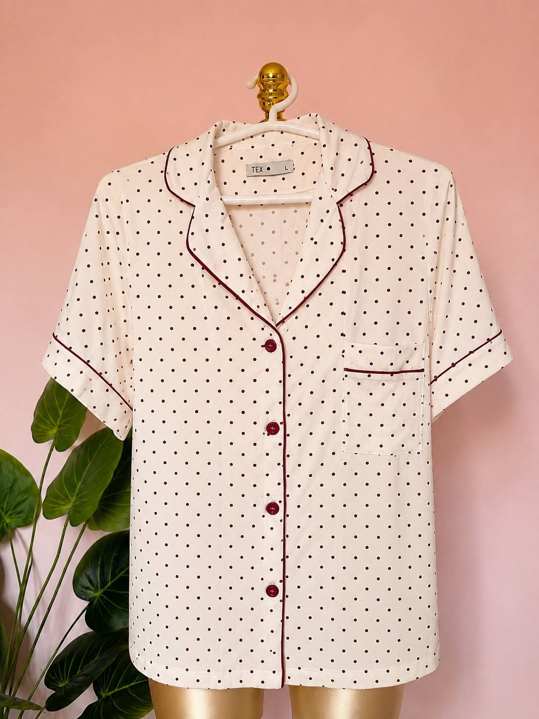 Burgundy dots pijama set